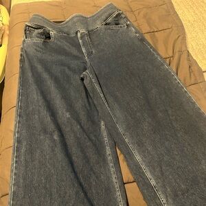 HALARA Women's pull-on wide leg jeans in Dark Blue